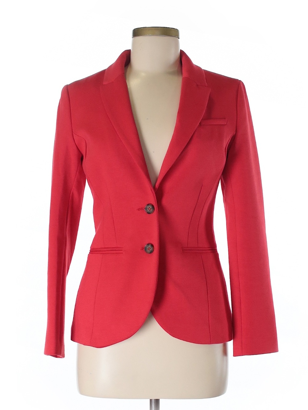 H&M Fitted Red Notch-Lapel Blazer